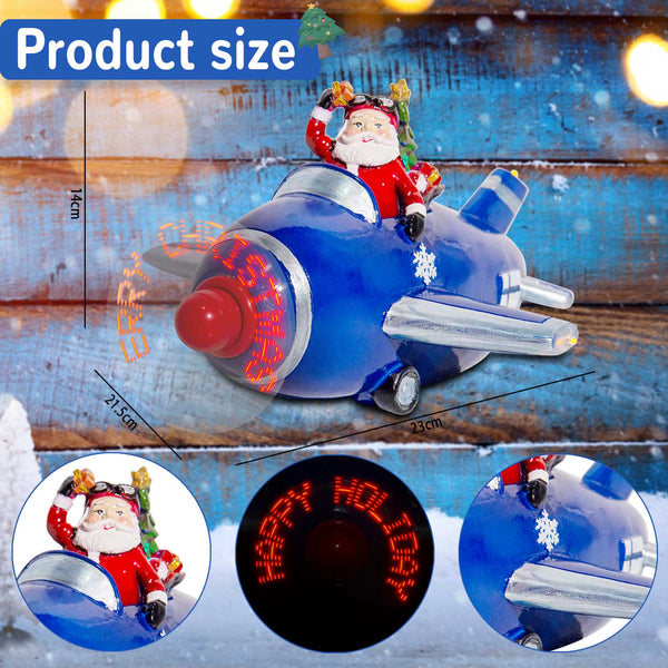 Light Up Santa Airplane Merry Christmas Village Figurine