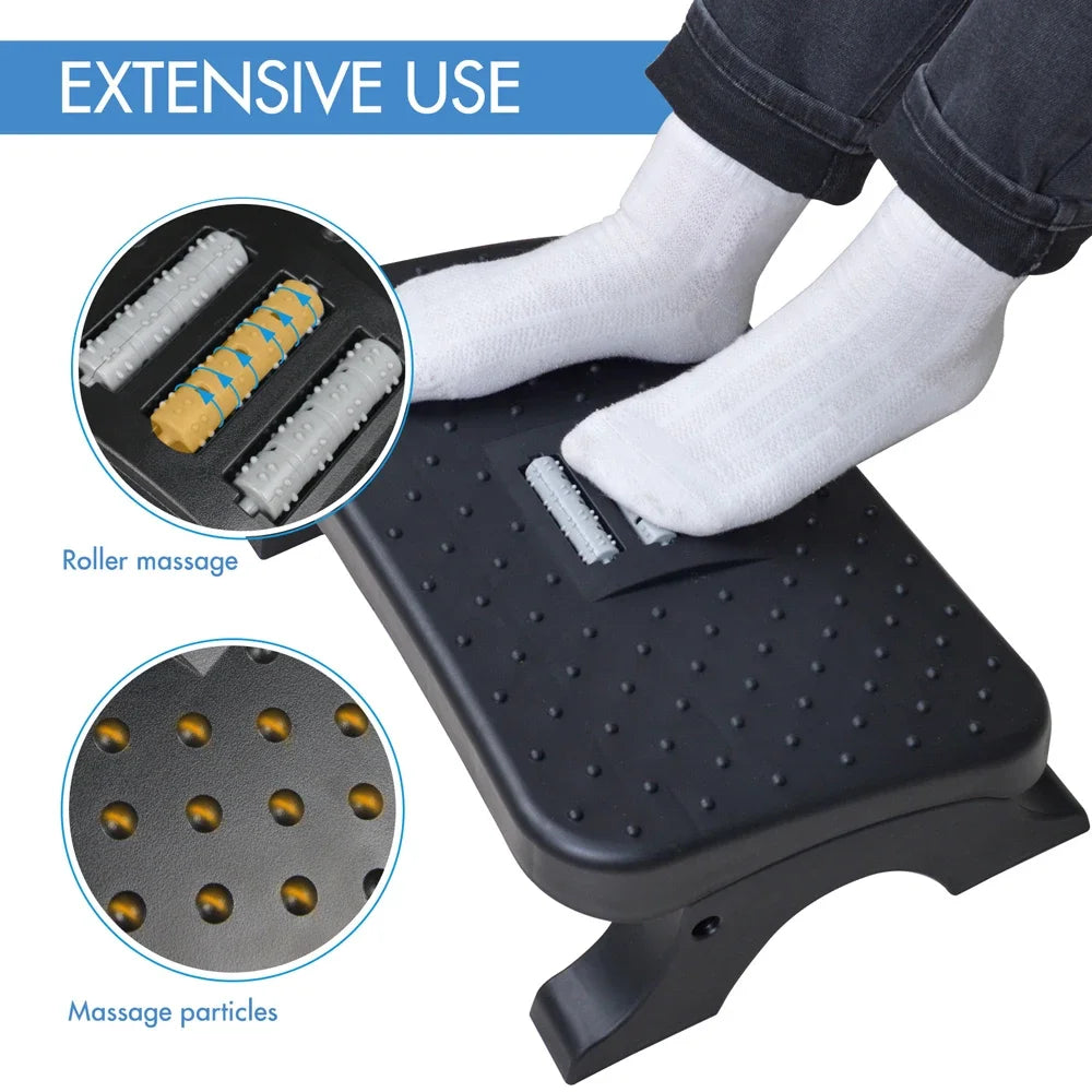 Under Desk Footrest with Massage Rollers, Adjustable Height – image 2