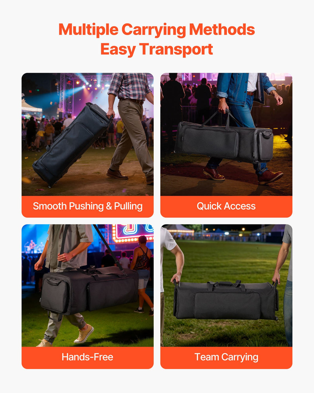 Rolling Drum Hardware Bag with Wheels, 1680D Padded Carry Case – image 5