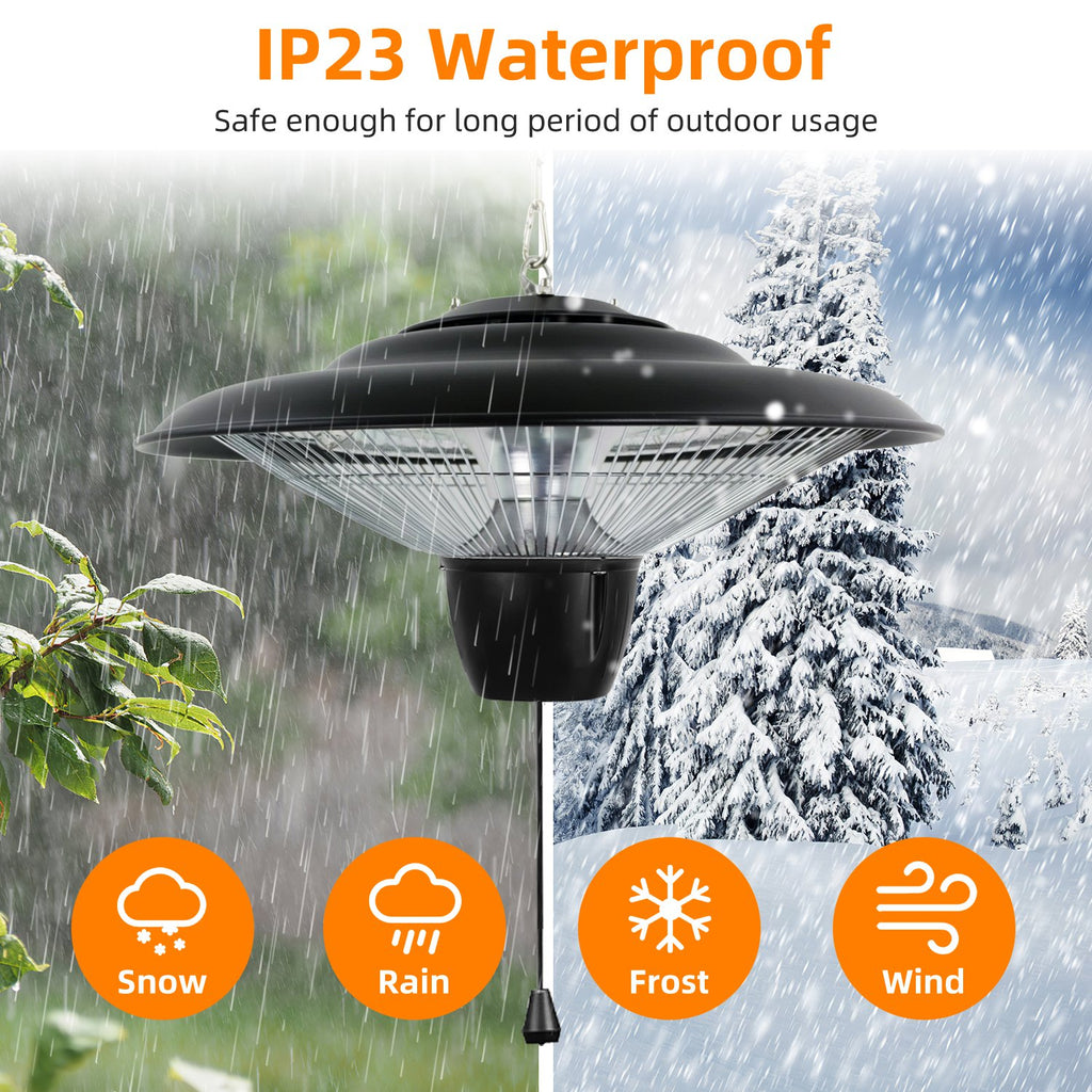 1500W Hanging Electric Patio Heater with Chain and 2 Heat Levels – image 3