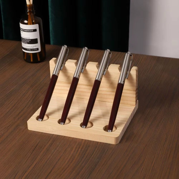 Wooden Pen Holder, Desk Organizer with Phone Slot