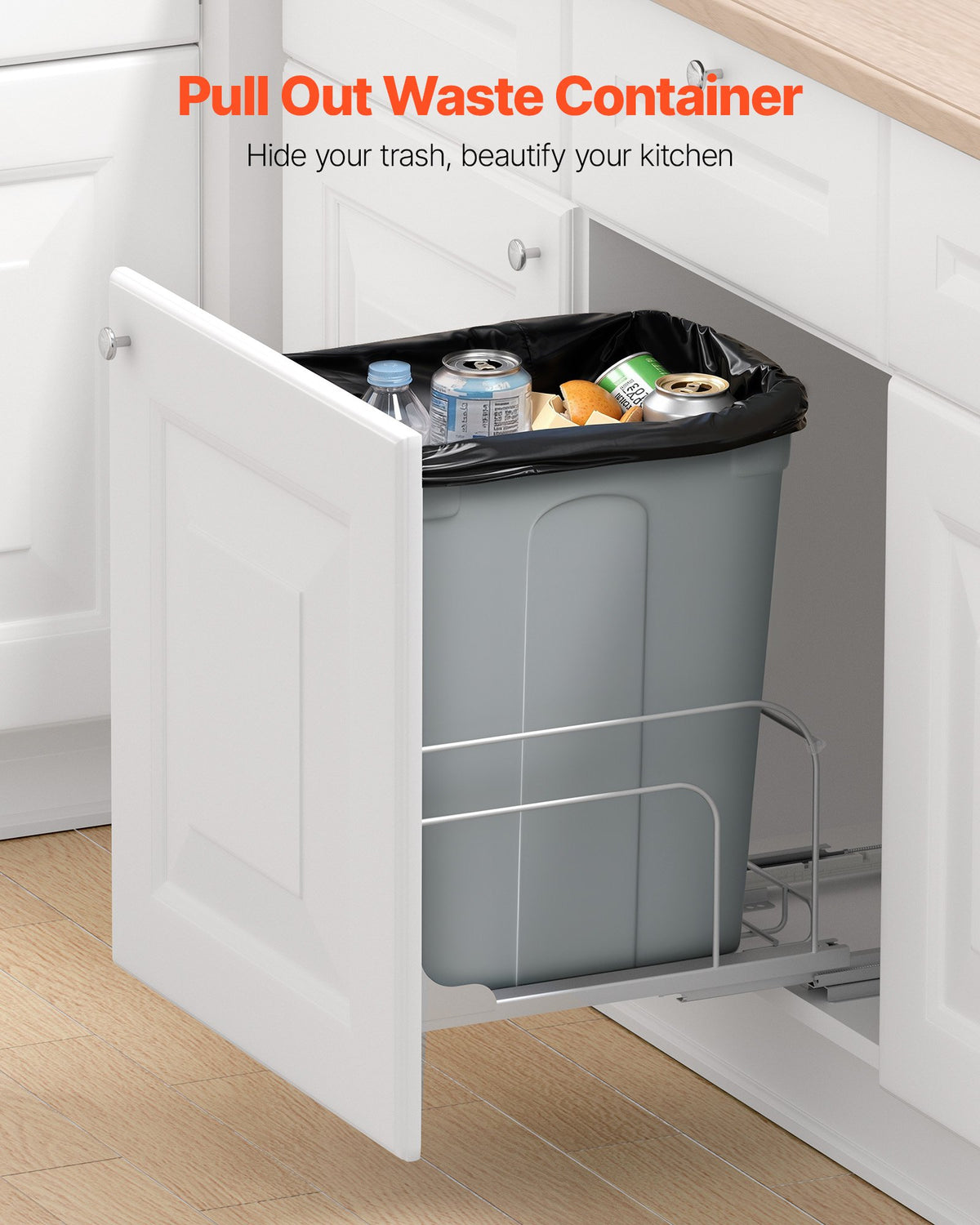 Pull-Out Trash Can 35QT Under Cabinet Bin with Soft Close – image 3