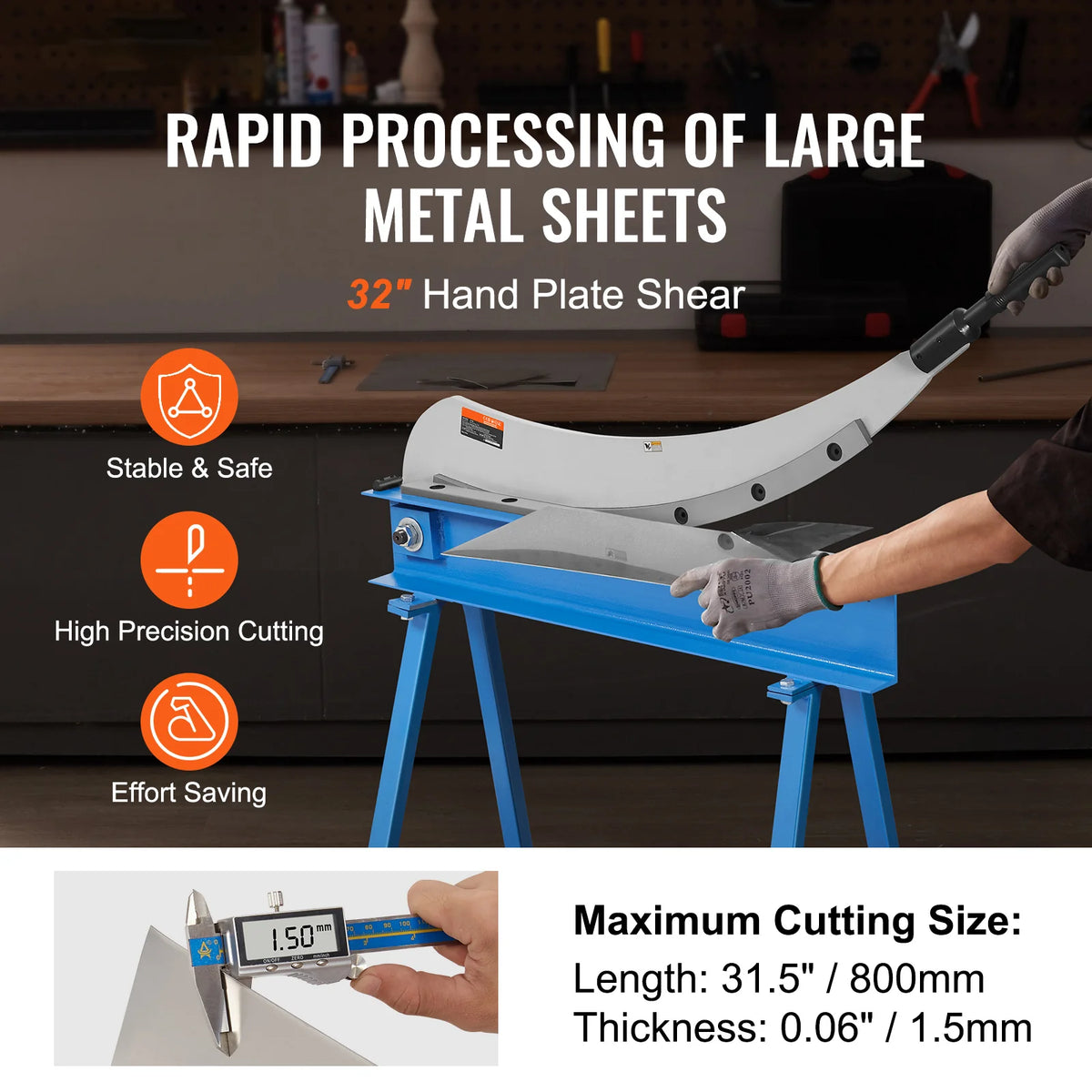 Hand Plate Shear 32 in – Manual Benchtop Sheet Metal Cutter – image 2