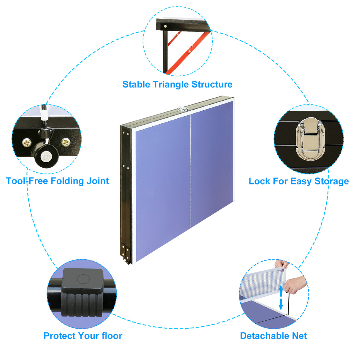 Table Tennis Table – Folding Ping Pong Table with Net & 2 Paddles – image 5
