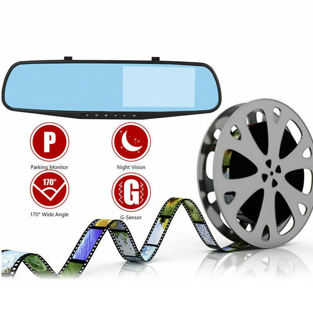 Rearview Mirror Car Dash Cam 1080P, Front and Rear