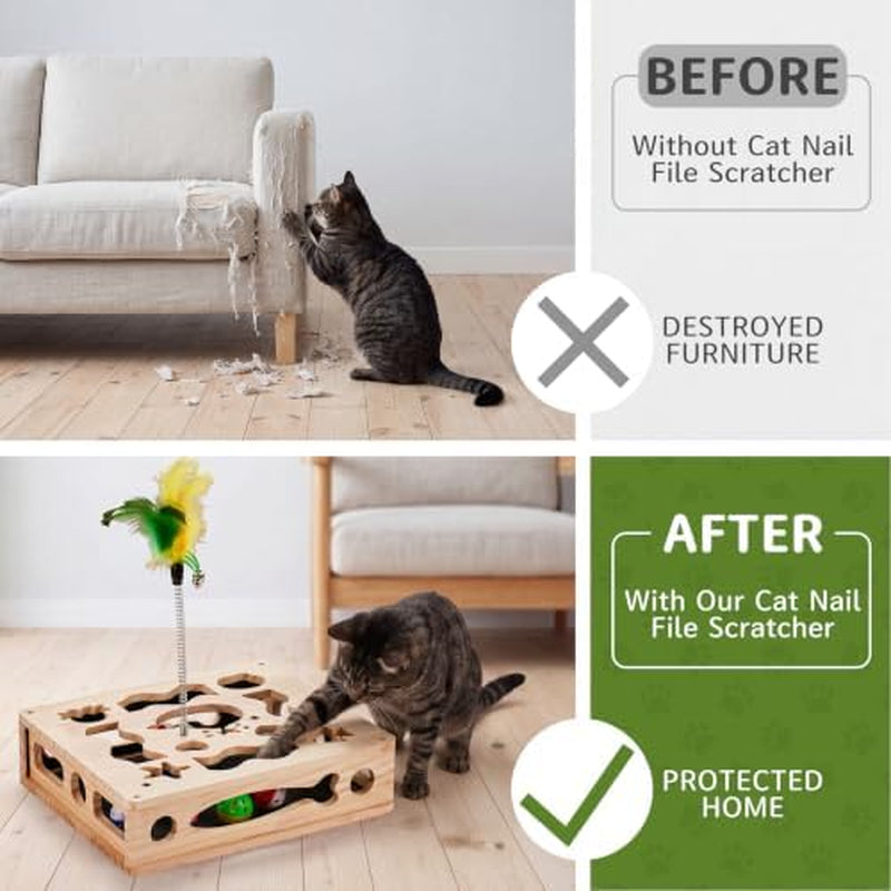 Cat Nail File Scratcher Box with Teaser Wands & Bell Balls – image 3