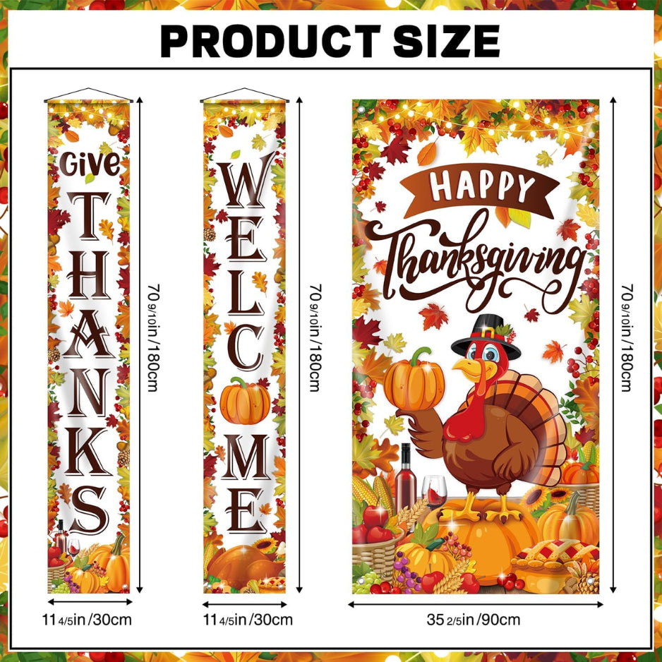 Happy Thanksgiving Door Cover and Porch Banner Set, 3 Pieces – image 4