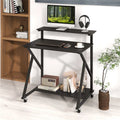 Rolling Computer Desk 32 in with Power Strip and Monitor Shelf
