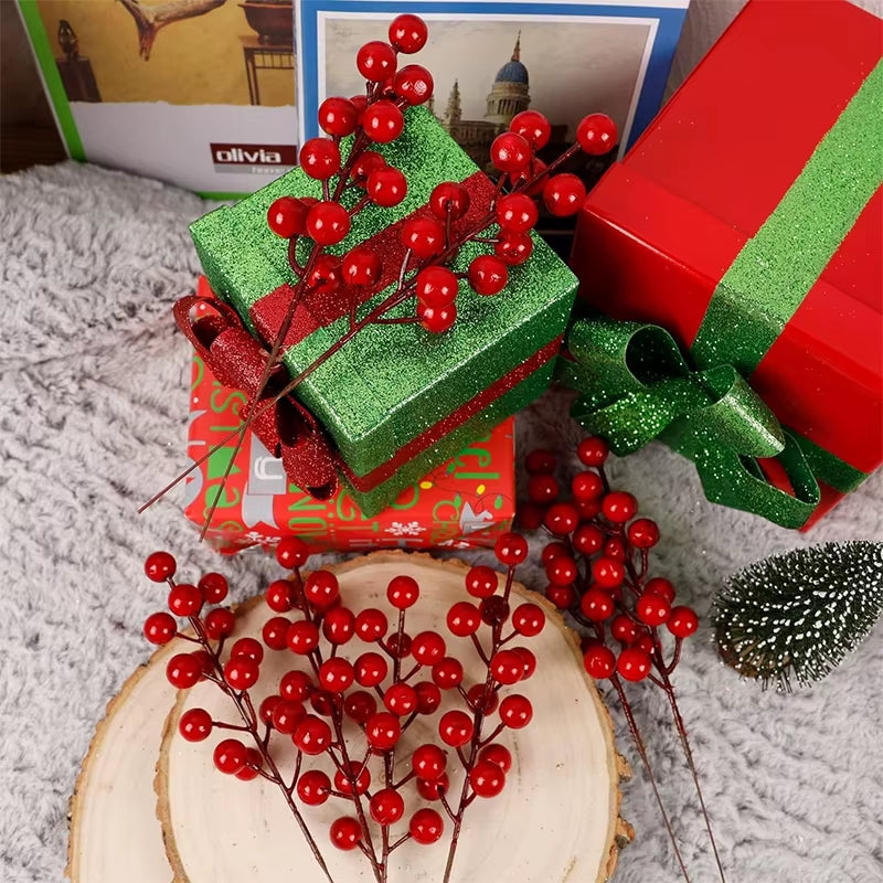 Christmas Red Berry Picks – 10 Pc Artificial Holly Berry Stems – image 4