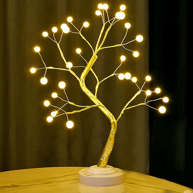 Tree Night Light, Cherry Blossom Bonsai Desk Lamp, USB or AA – image 4