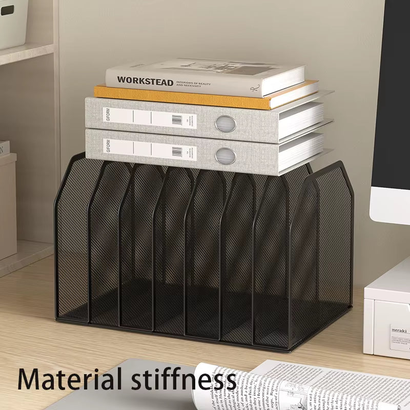 5-Section Metal Mesh File Folder Stand, Vertical Desktop Organizer – image 5