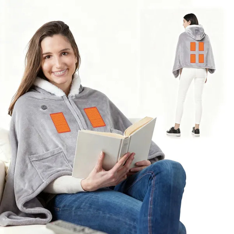 Wearable Heated Blanket Hoodie, USB Powered Flannel with 3 Heat Levels – image 3