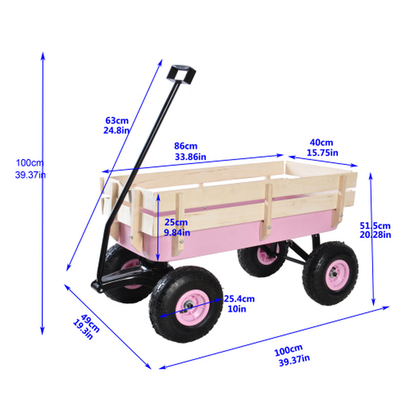 All Terrain Garden Wagon with Wood Railing and Air Tires, 176 lb – image 4