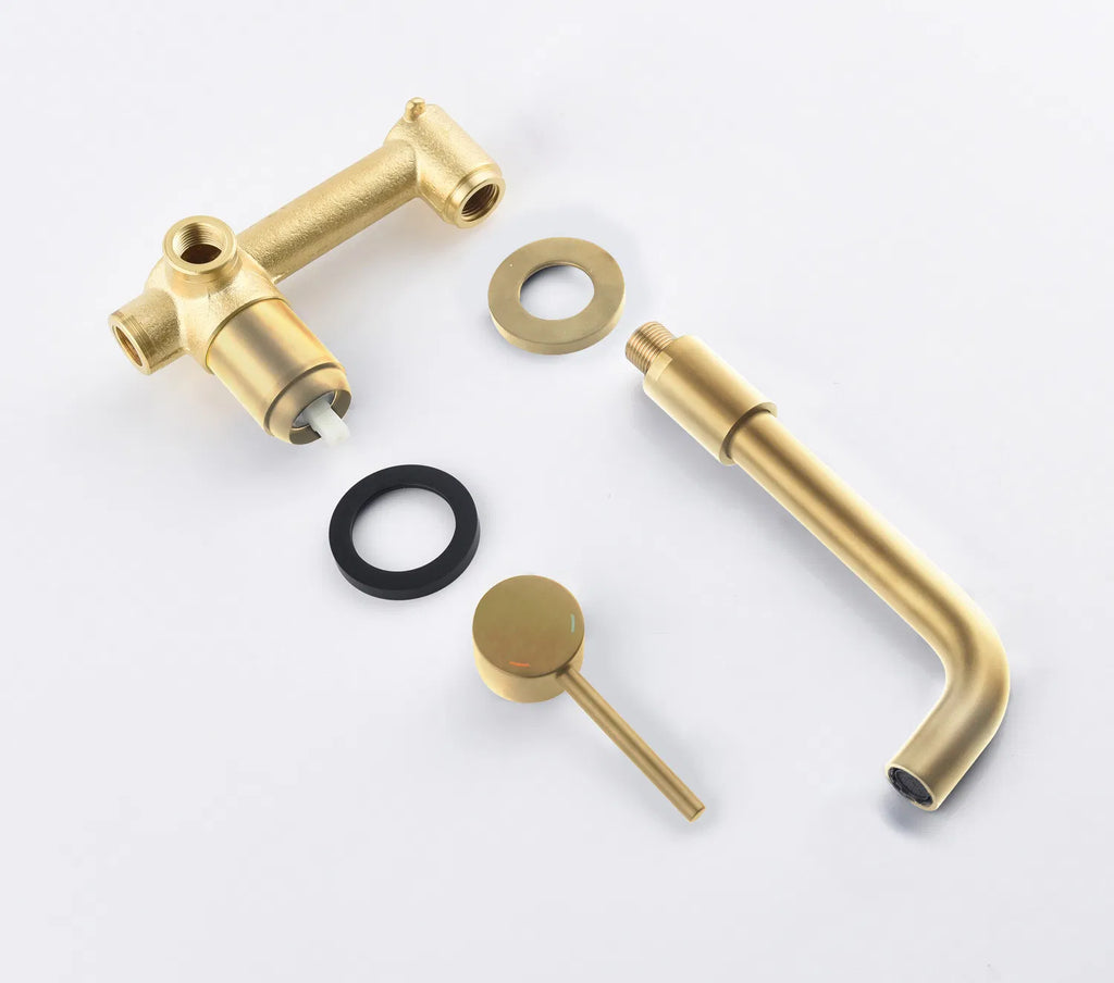 Wall Mounted Bathroom Sink Faucet, Single Lever with Pop-Up Drain – image 6
