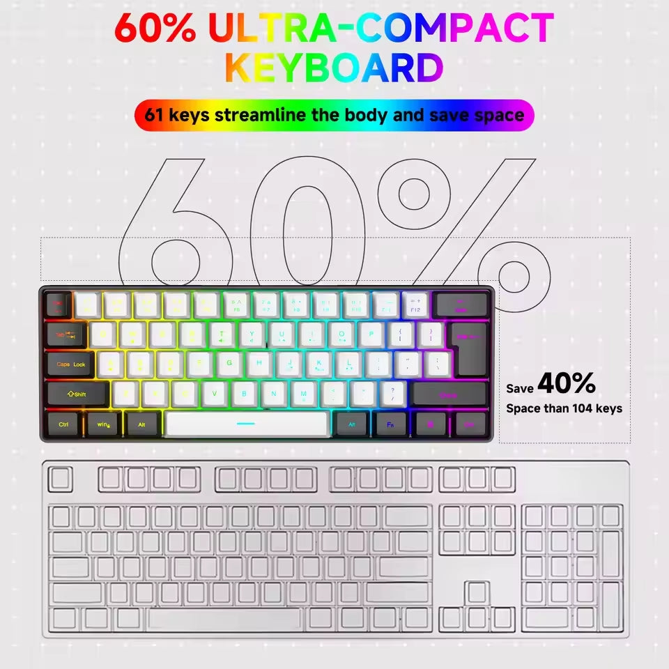 Mini Mechanical Keyboard – 61-Key Wired RGB Backlit Keyboard – image 2
