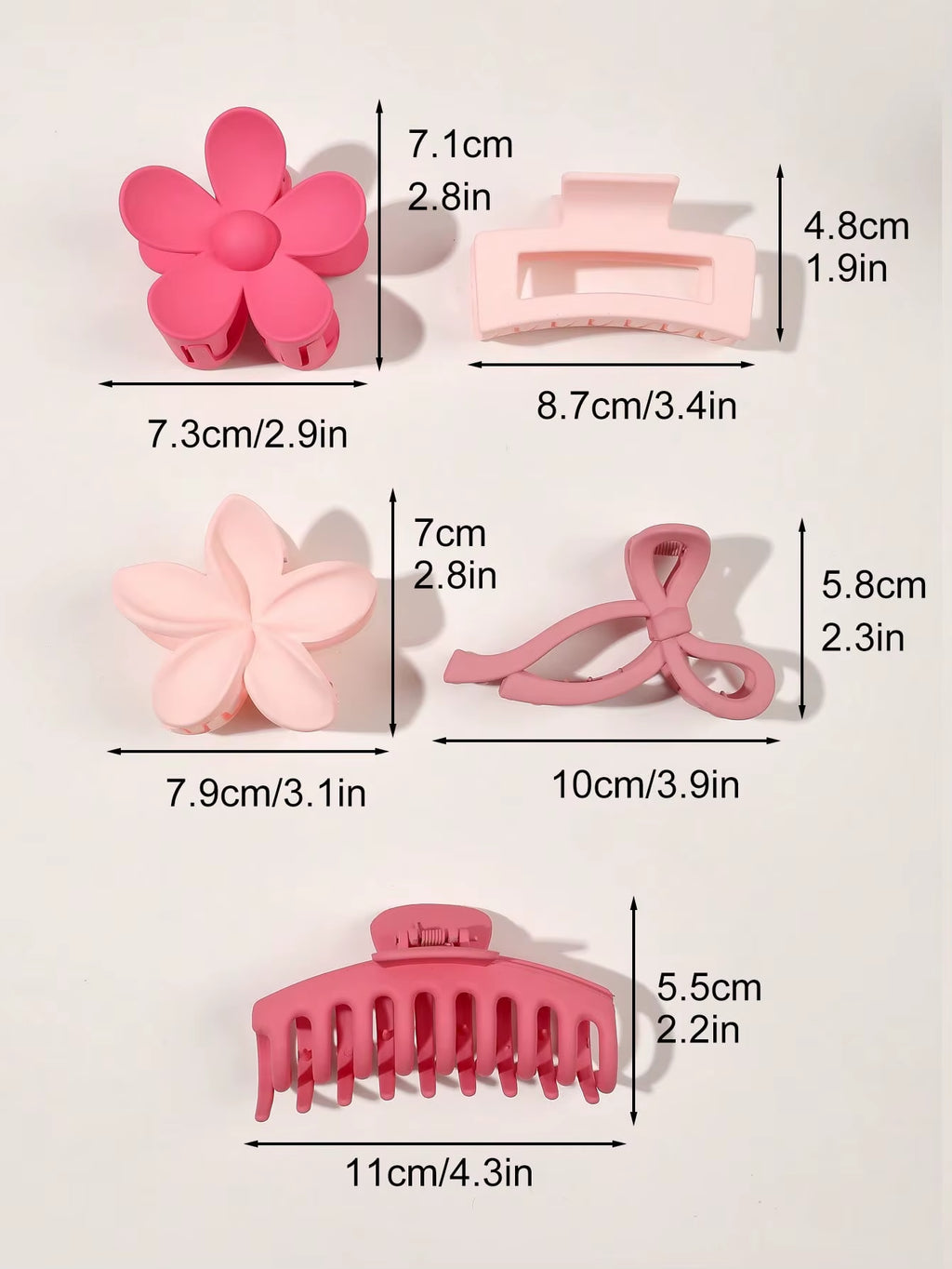 Hair Claw Clips 5-Pack Large Matte Strong-Hold Clips – image 6