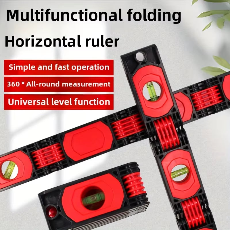 Folding Ruler with Magnetic Level - Multi-Function Measuring Tool for Home & Woodwork
