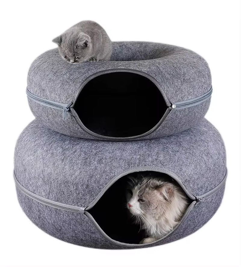 Donut Cat Tunnel Bed – 2-in-1 Plush Play Tunnel for Pets – image 5