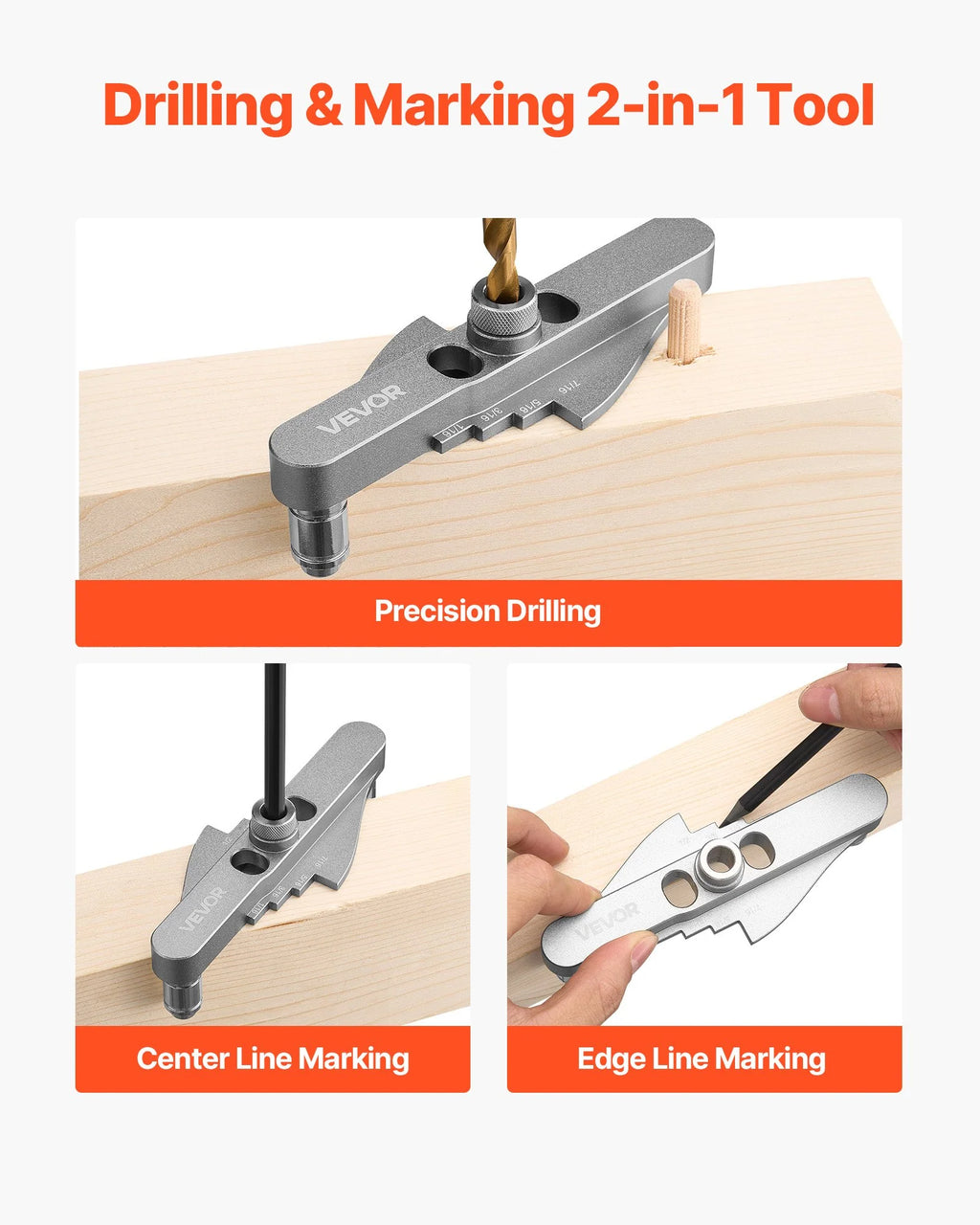 Self-Centering Doweling Jig Kit, 1/4, 5/16, 3/8 in Drill Guide – image 5