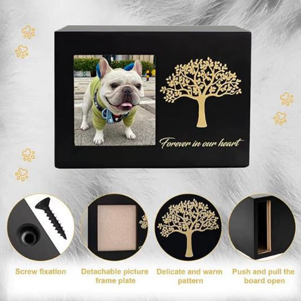 Wooden Pet Cremation Urn with Photo Frame, Dog & Cat Ashes Box – image 4