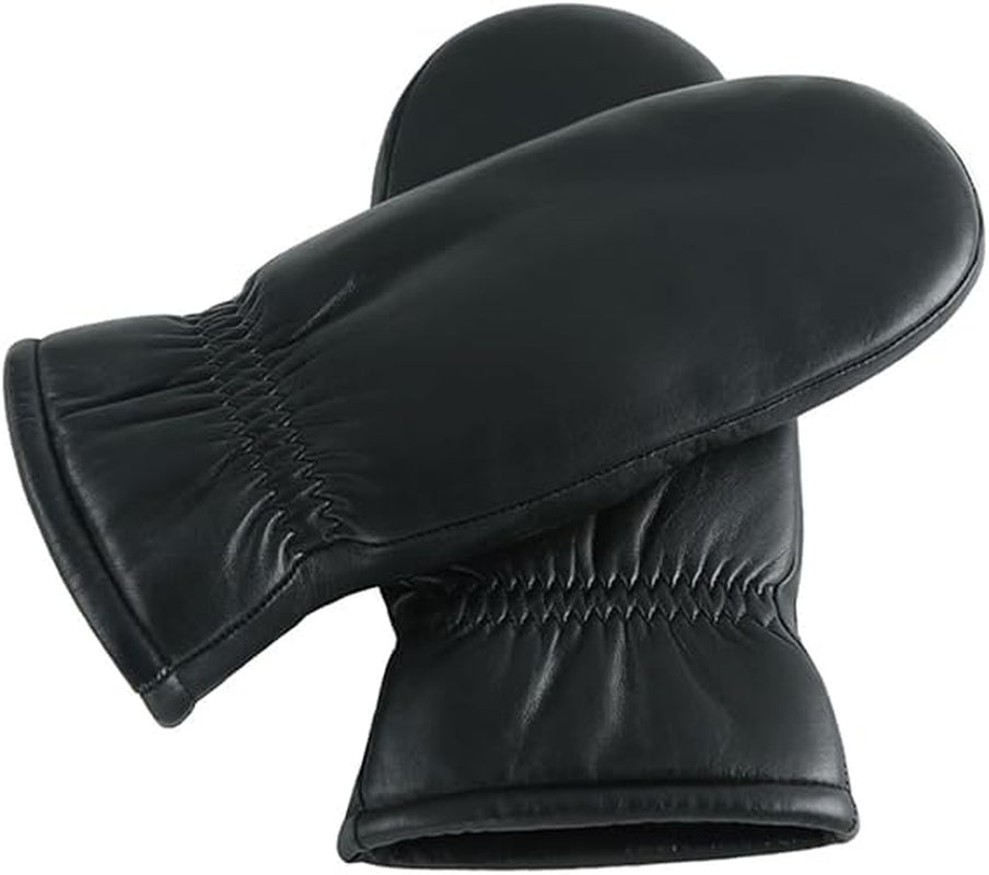 Leather Mittens – Wool Lined Winter Mittens, Black