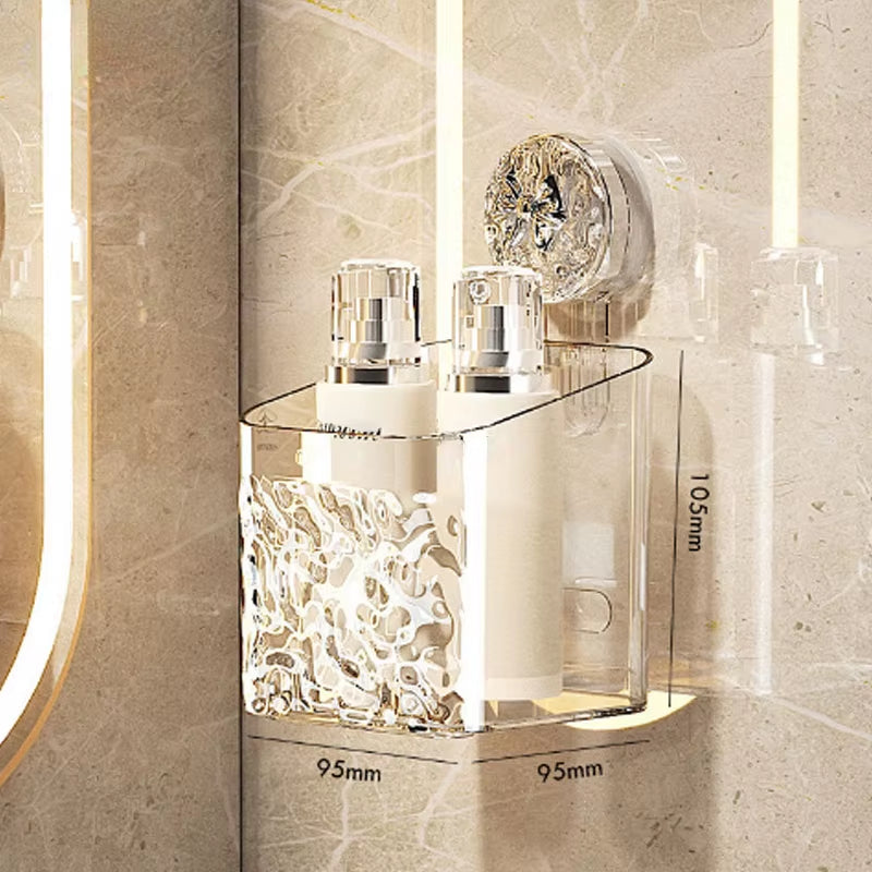 Suction Cup Shower Caddy – Glacier Pattern Bathroom Shelf