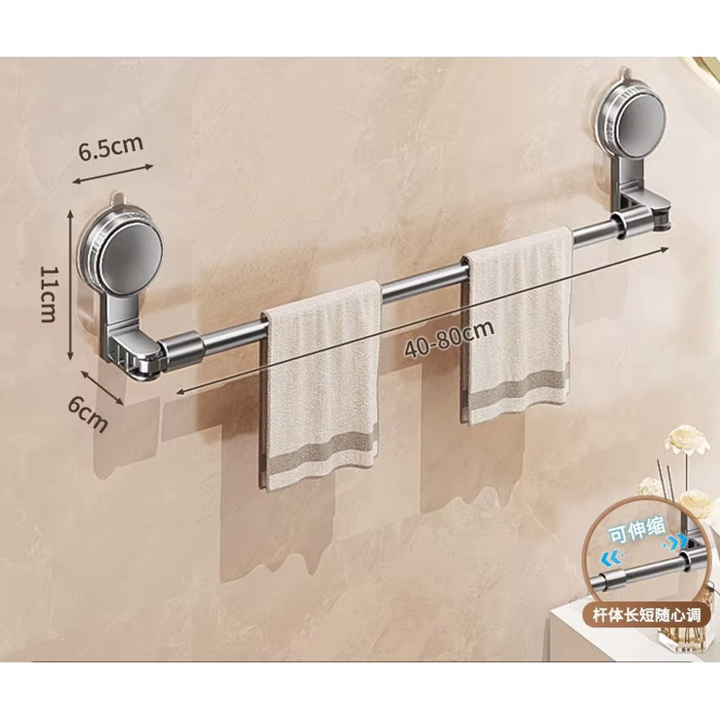 Suction Cup Towel Bar - Adjustable No-Drill Bathroom Towel Rod – image 8