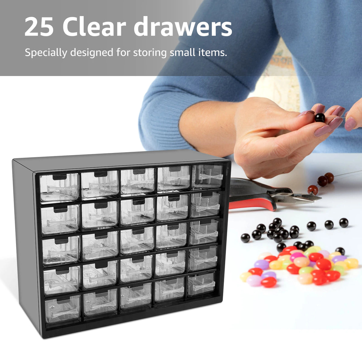 25-Drawer Craft & Bead Storage Cabinet with 50 Removable Dividers – image 4