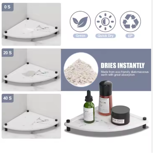 Quick-Dry Diatomaceous Stone Sink Caddy Tray