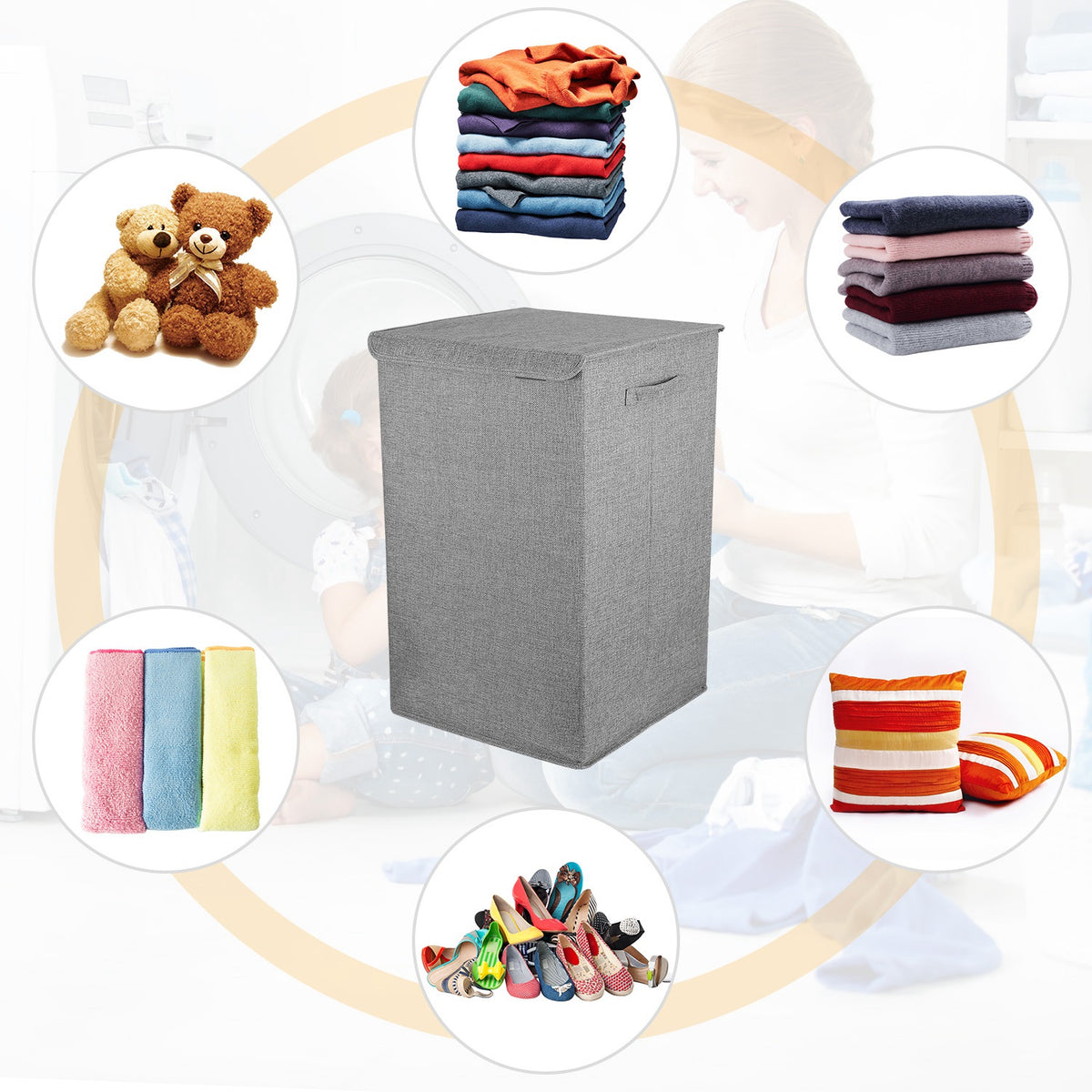 Laundry Hamper with Lid Foldable, Large Clothes Basket – image 4