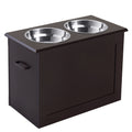 Raised Dog Feeding Station with Storage and 2 Stainless Steel Bowls