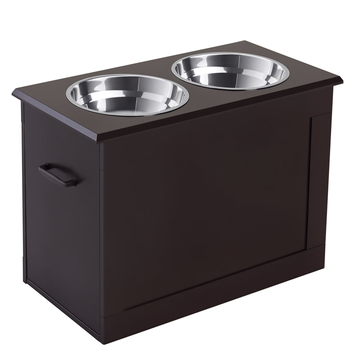 Raised Dog Feeding Station with Storage and 2 Stainless Steel Bowls