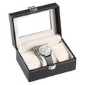 Watch Box Organizer, 3 Slots with Acrylic Window, Black PU Leather