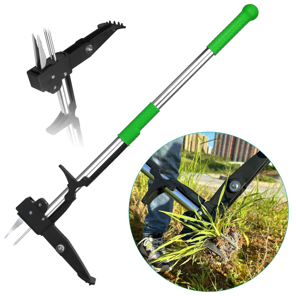 Stand Up Weed Puller - Aluminum Weeder Tool with 4 Claws