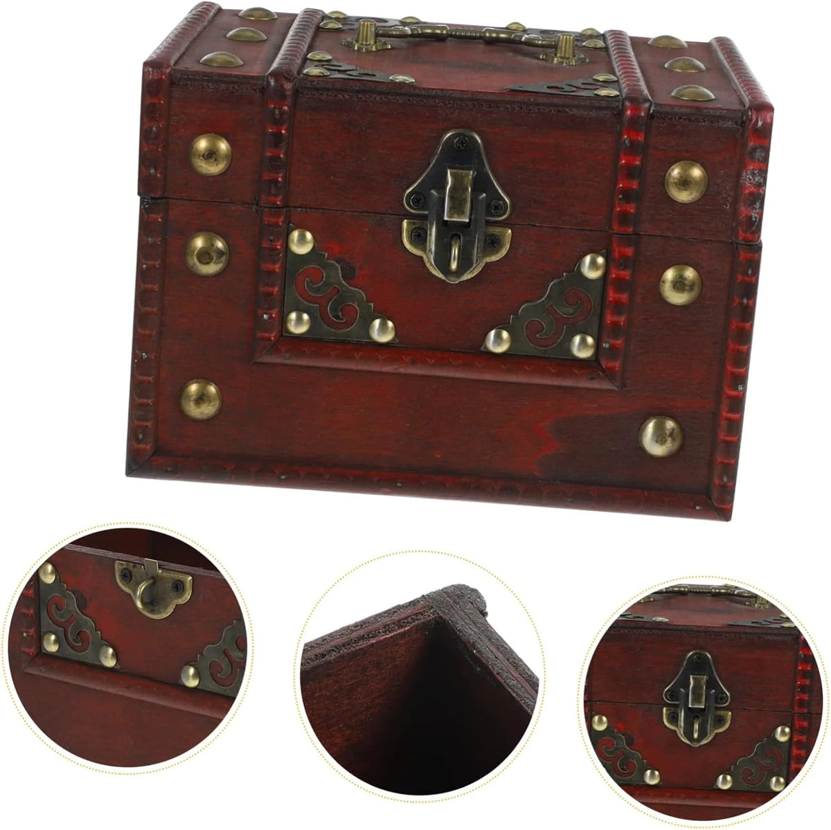 Wooden Jewelry Box, Vintage Keepsake Storage Chest – image 4