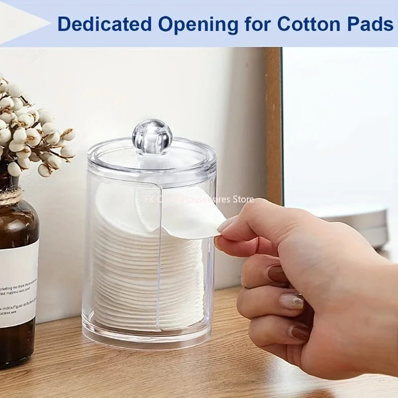 Cotton Pad Holder Round Clear Organizer with Lid – image 4