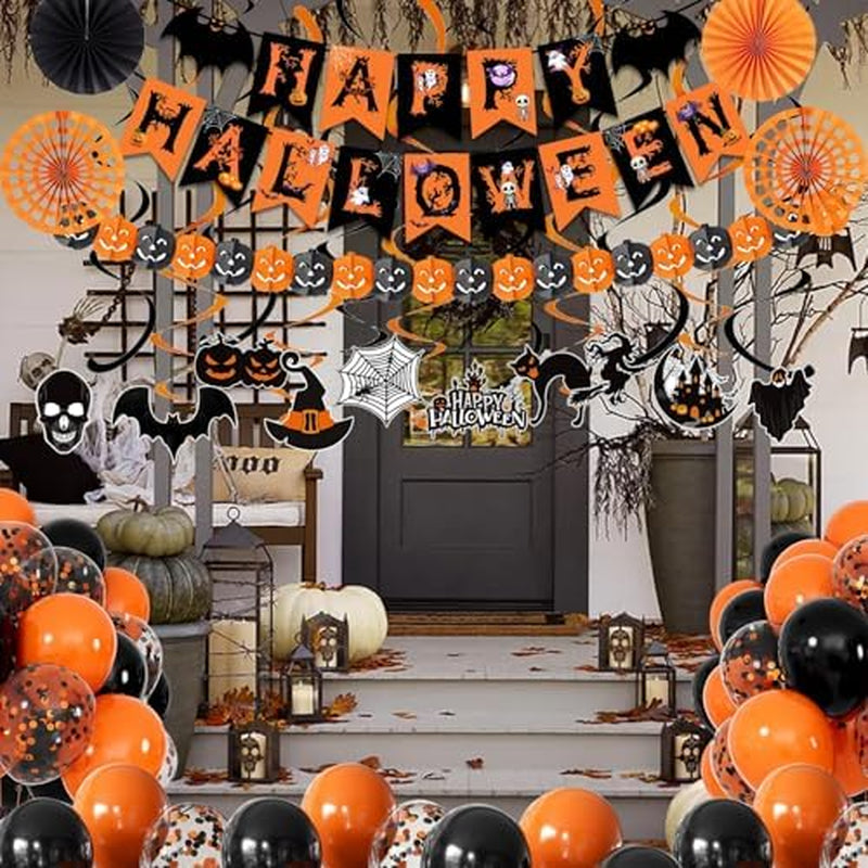 Halloween Party Decorations Set – Banner, Paper Fans and Streamers – image 6