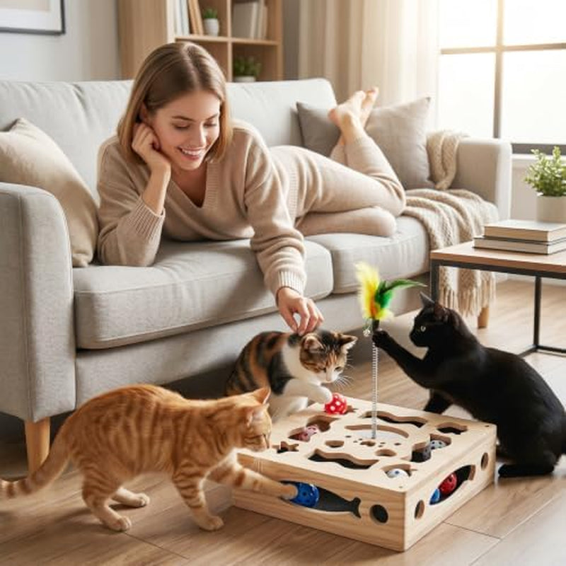 Cat Nail File Scratcher Box with Teaser Wands & Bell Balls – image 8