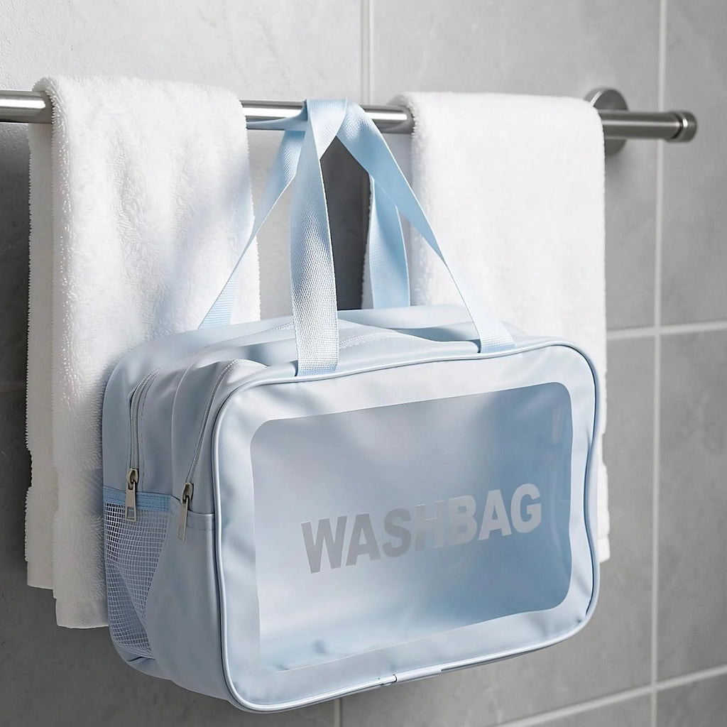 Clear Toiletry Bag 2-Pack, Dry/Wet Separation PVC Wash Bag – image 8