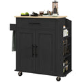 Rolling Kitchen Island Cart with Power Outlets and USB Ports