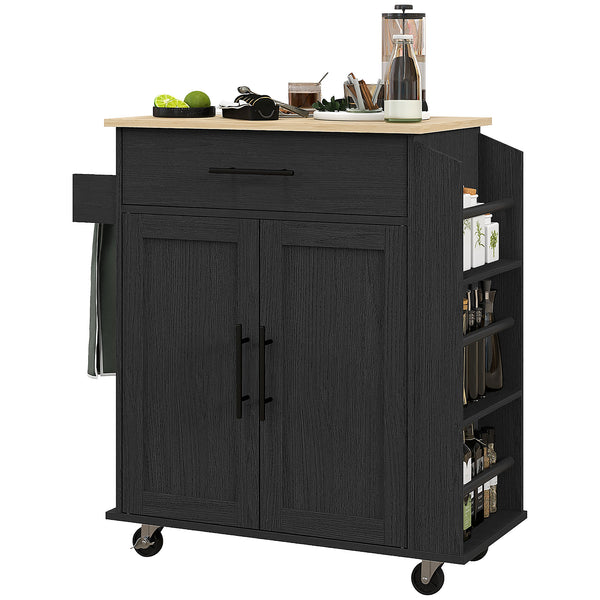 Rolling Kitchen Island Cart with Power Outlets and USB Ports