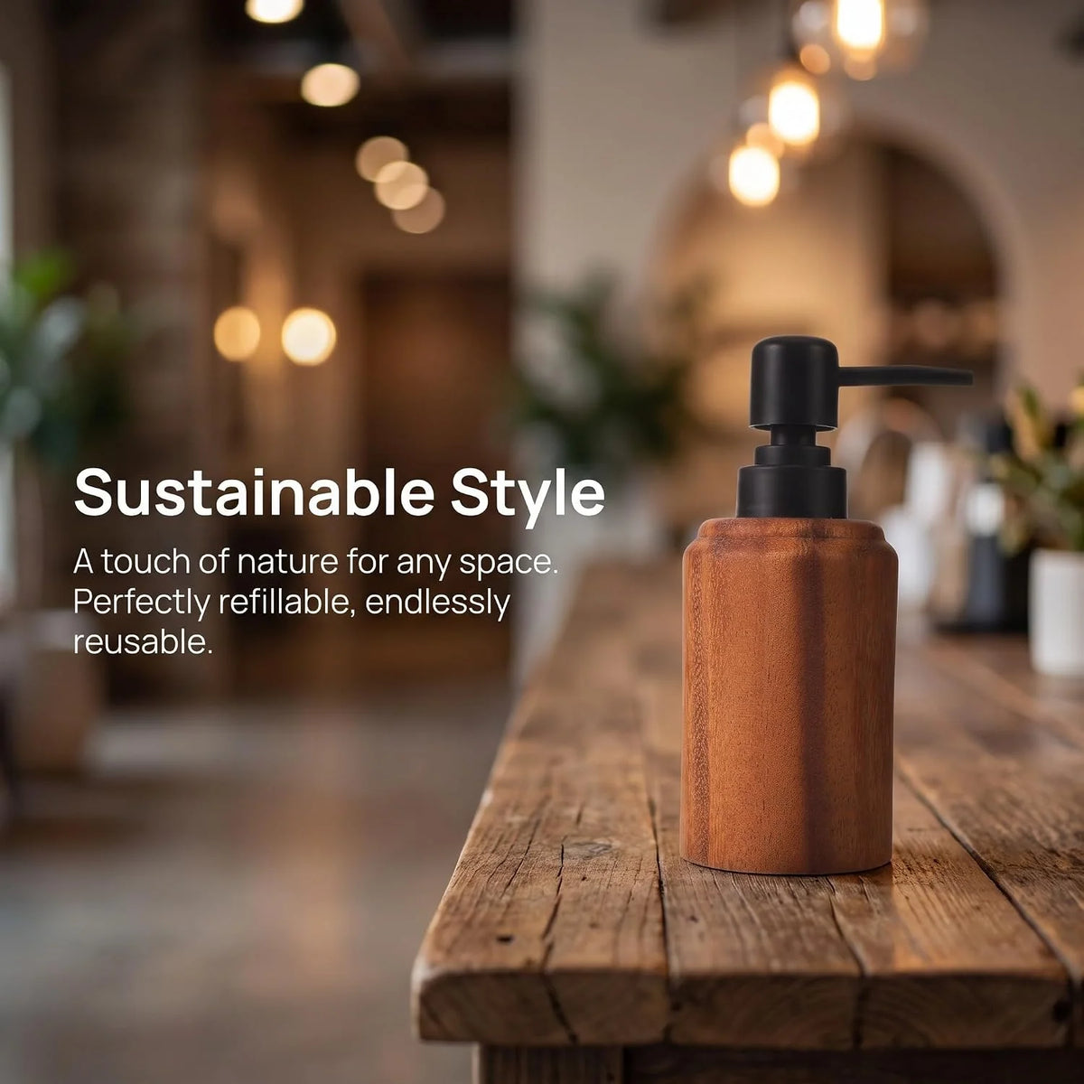 Wood Soap Dispenser - 250ml Refillable Pump Bottle – image 3