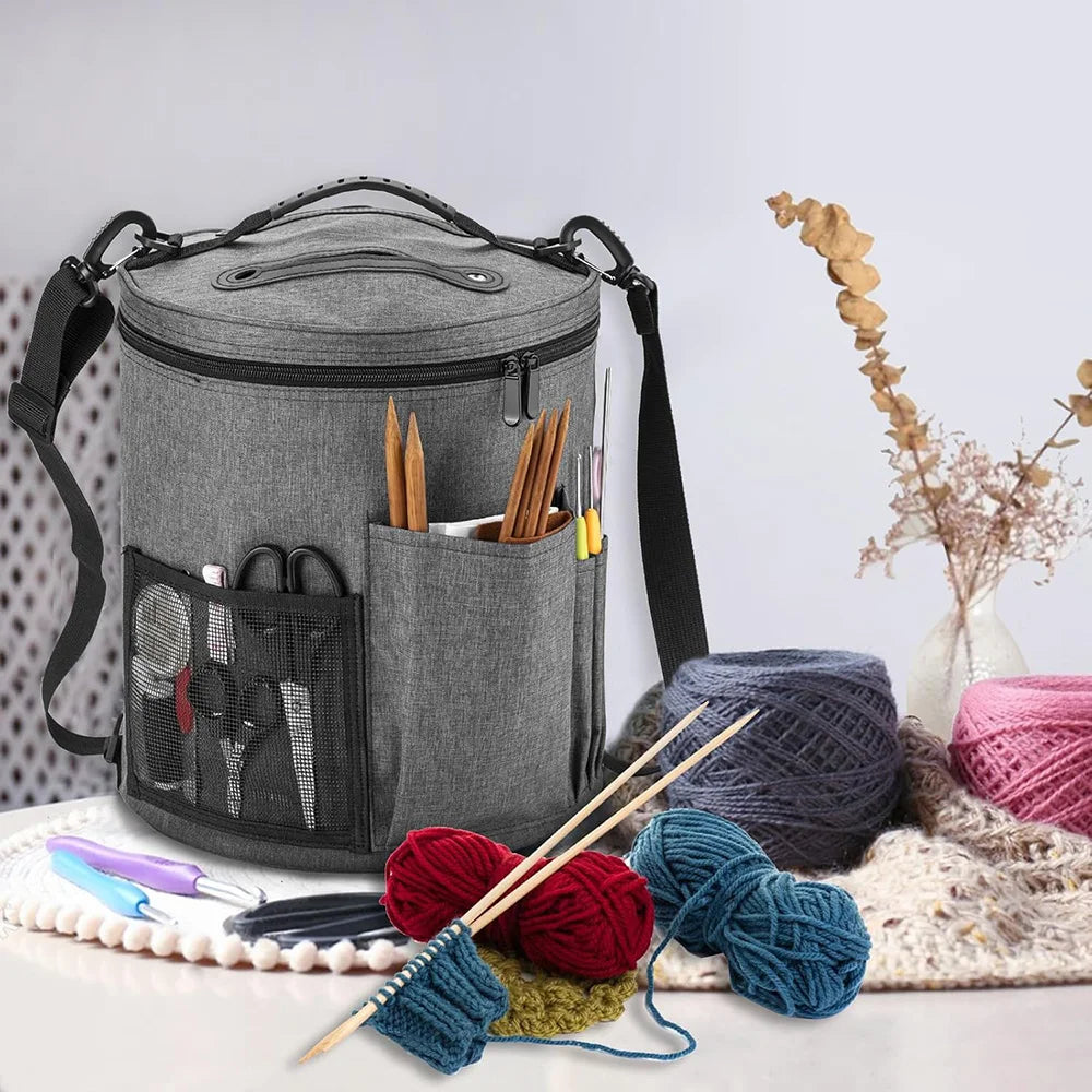Yarn Storage Bag Large Crochet Tote with Yarn Holes and Shoulder Strap – image 2