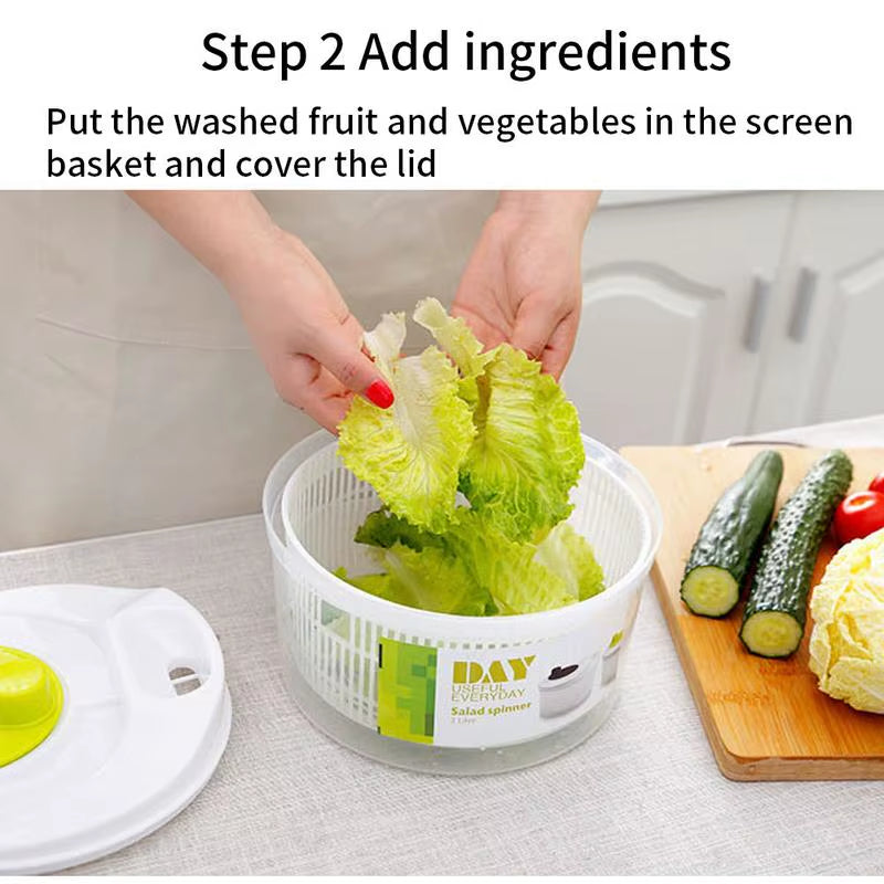 Salad Spinner - Double Layer Lettuce Dryer with Drain Port – image 4