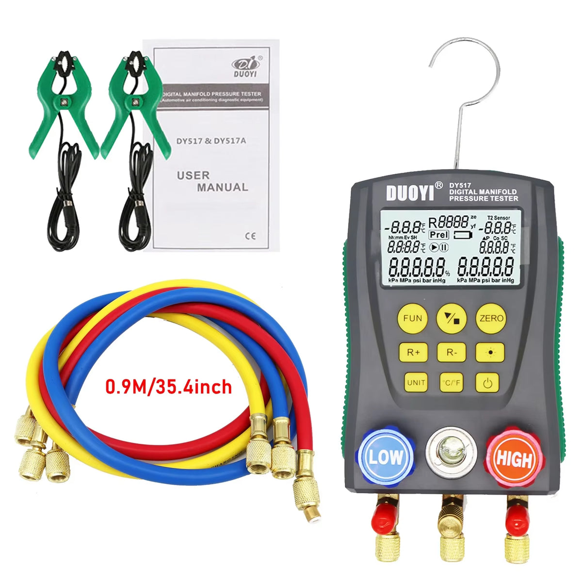 HVAC Digital Manifold Gauge, Dual Pressure & Temp, 93 Refrigerants – image 2