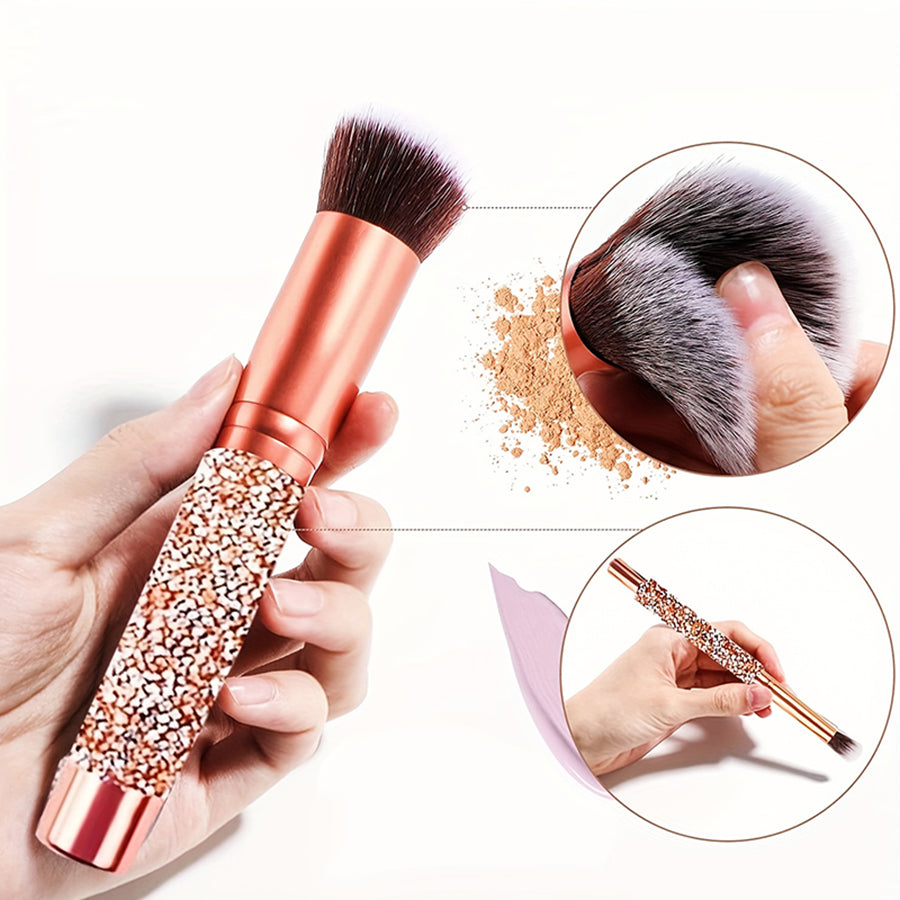 Makeup Brush Set – 10 Piece Crystal Handle with Pouch – image 5