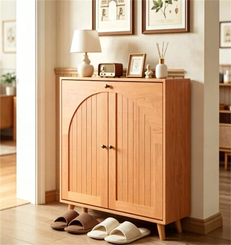 Narrow Shoe Cabinet with 2 Flip Drawers, Anti-Tip Slim Entryway Storage – image 3