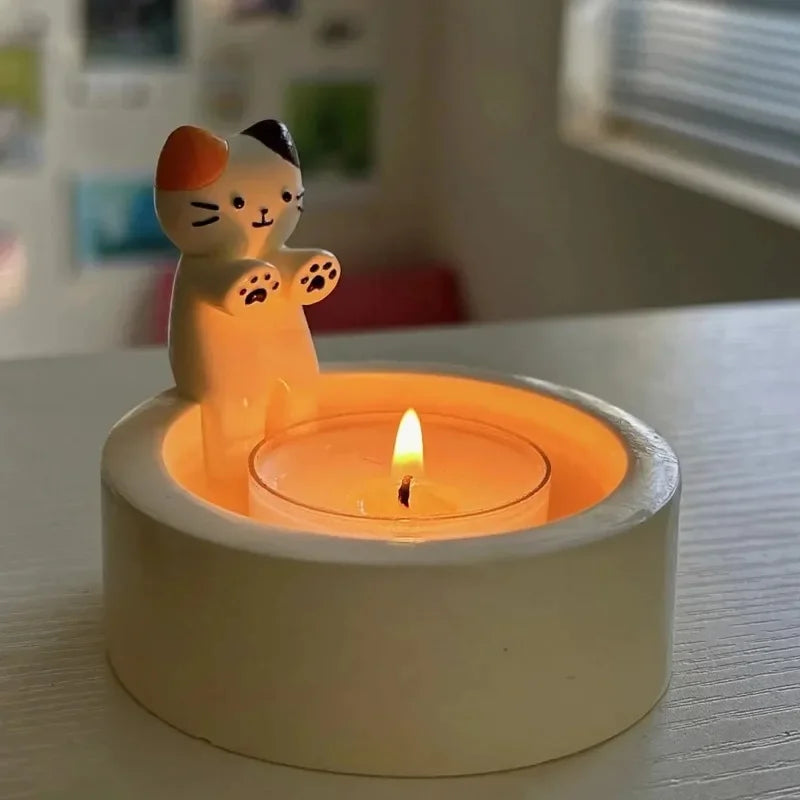 Cat Candle Holder - Cute Cat Candlestick Desk Ornament – image 4