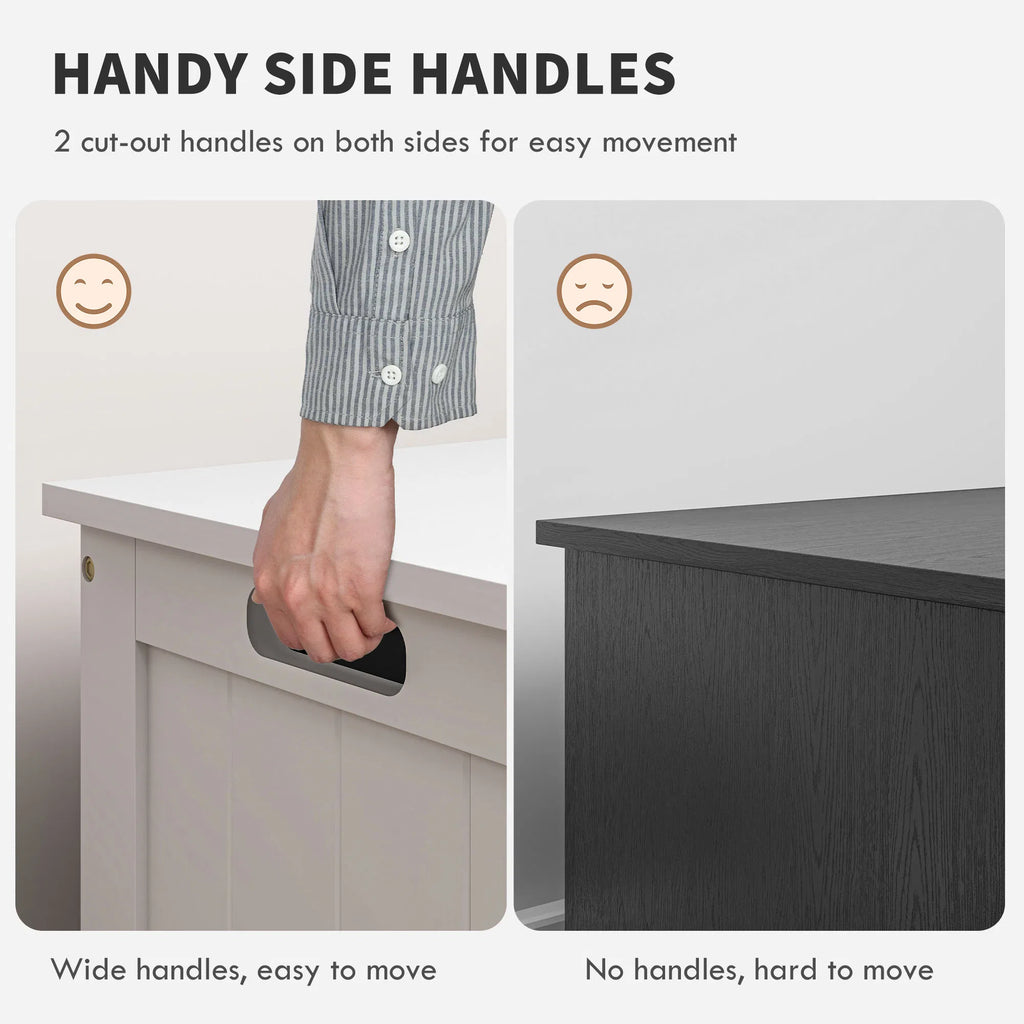 Storage Trunk Bench with Safety Hinges and Side Handles, White – image 6