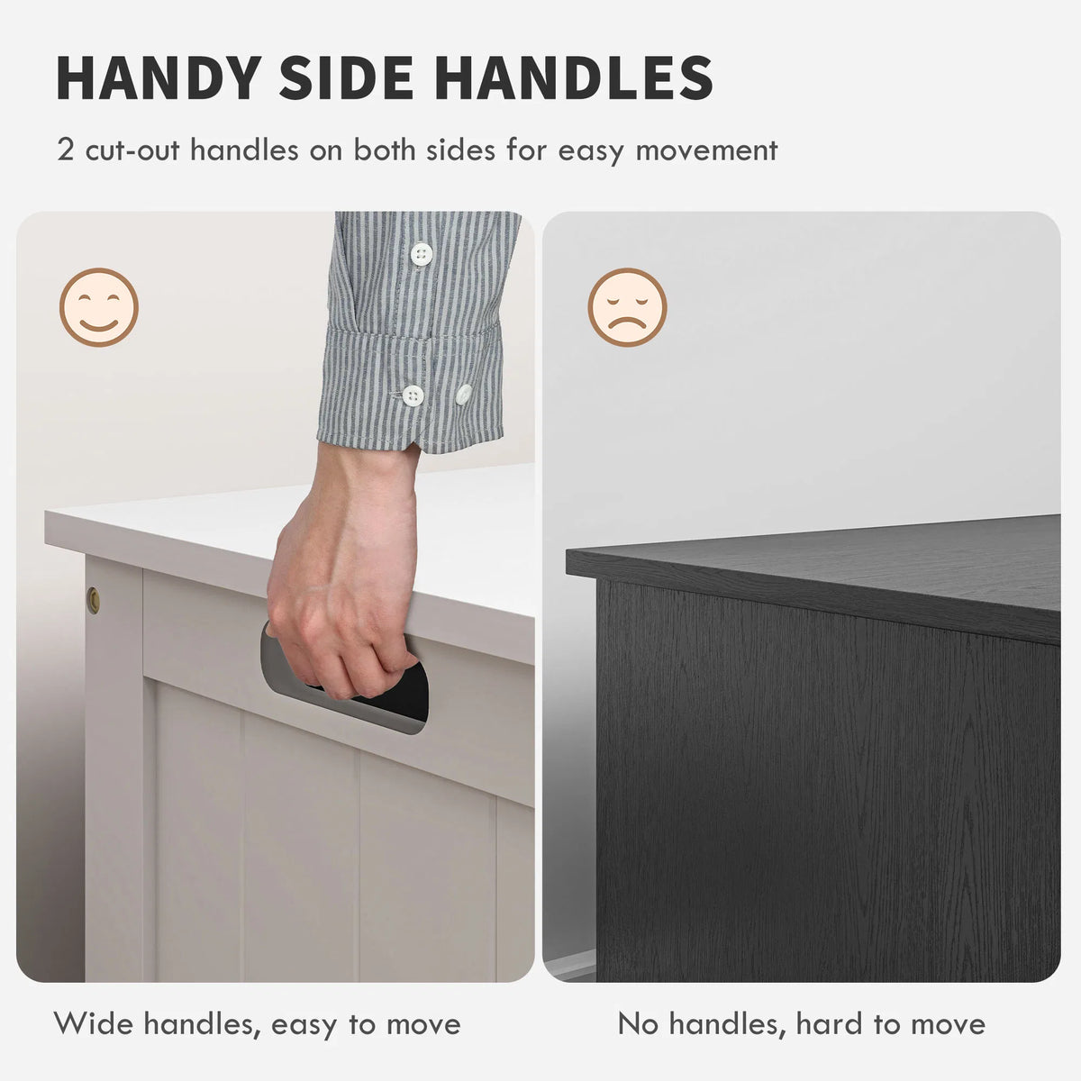 Storage Trunk Bench with Safety Hinges and Side Handles, White – image 6